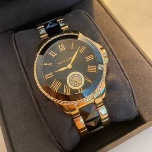Vince Camuto women’s watch black and gold with Swarovski crystals